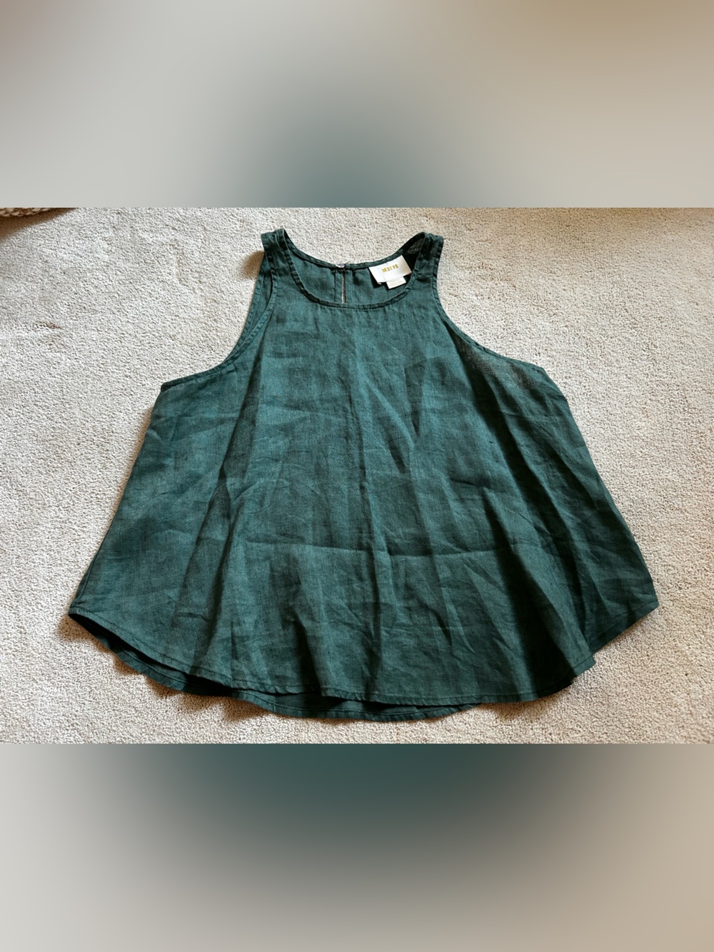 Maeve Anthropologie Deep Green 100% Linen Tank XS